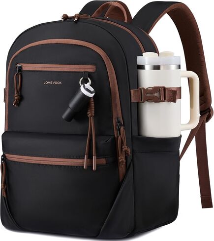 LOVEVOOK Laptop Backpack with Cute Pendant,15.6 Inch Travel Work Backpack Computer Laptop Bag with Large Cup Holder,Waterproof Nurse Teacher College Backpack Purse,Gifts for Women & Men, Leopard print in Kuwait