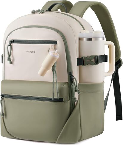 LOVEVOOK Laptop Backpack with Cute Pendant,15.6 Inch Travel Work Backpack Computer Laptop Bag with Large Cup Holder,Waterproof Nurse Teacher College Backpack Purse,Gifts for Women & Men, Leopard print in Kuwait