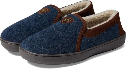 ARIAT Men's Indoor/Outdoor Wool Blend Upper Rubber Bottom Lincoln Gift Tin Slippers, Navy, 9 in Kuwait