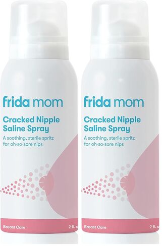 Frida Mom Cracked Nipple Soothing Spray - All-Natural Saline to Heal Sore, Cracked Breastfeeding Nipples - Air-Dry, Gentle for Baby + Mom - 2 Fl oz (Pack of 2) in Saudi Arabia