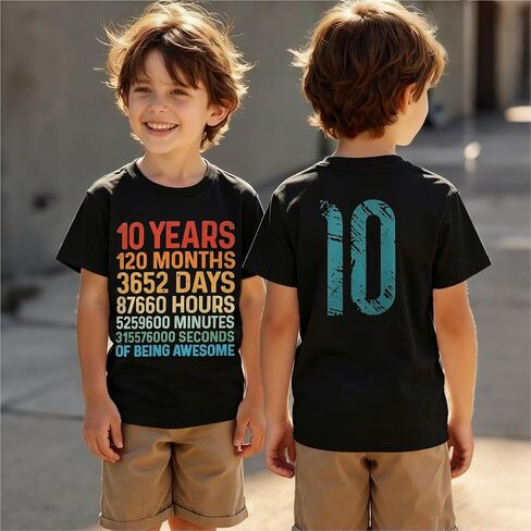 KEKEMI 10th عيد ميلاد الصبي قميص 10 سنوات 120 شهر 3652 أيام عيد ميلاد تي شيرت 10Y الصبي أرقام مزدوجة تيز Bday حفلة الزي in Kuwait