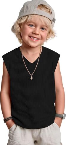 Toddler Boys Shirts 18M-5T Toddler V Neck Ribbed Cap Sleeve Tank Tops Tees in Saudi Arabia