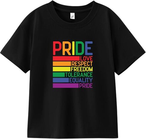 Pride Shirt for Kids Boys Girls, Pride Month Rainbow Love is Love Heart Tee, 5T-9T in Kuwait