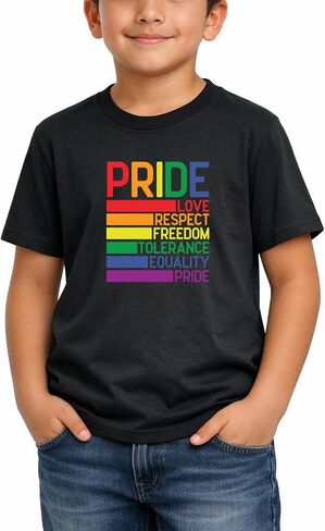 Pride Shirt for Kids Boys Girls, Pride Month Rainbow Love is Love Heart Tee, 5T-9T in Kuwait