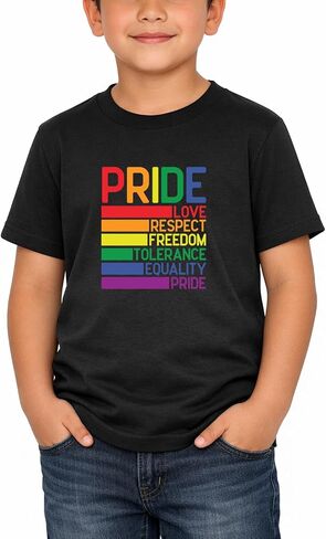 Pride Shirt for Kids Boys Girls, Pride Month Rainbow Love is Love Heart Tee, 5T-9T in Kuwait