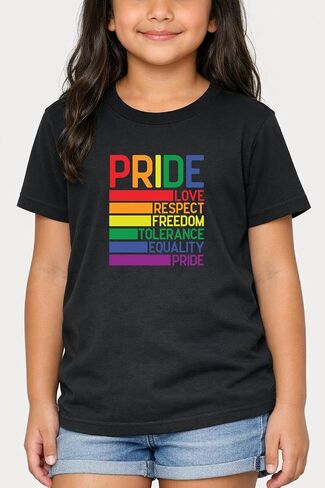 Pride Shirt for Kids Boys Girls, Pride Month Rainbow Love is Love Heart Tee, 5T-9T in Kuwait