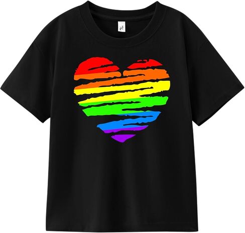 Pride Shirt for Kids Boys Girls, Pride Month Rainbow Love is Love Heart Tee, 5T-9T in Kuwait