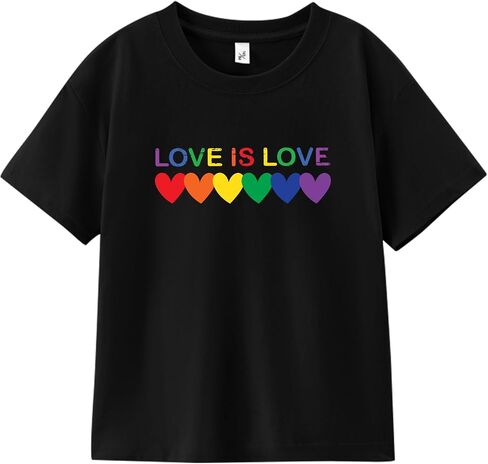Pride Shirt for Kids Boys Girls, Pride Month Rainbow Love is Love Heart Tee, 5T-9T in Kuwait