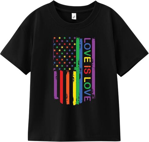 Pride Shirt for Kids Boys Girls, Pride Month Rainbow Love is Love Heart Tee, 5T-9T in Kuwait
