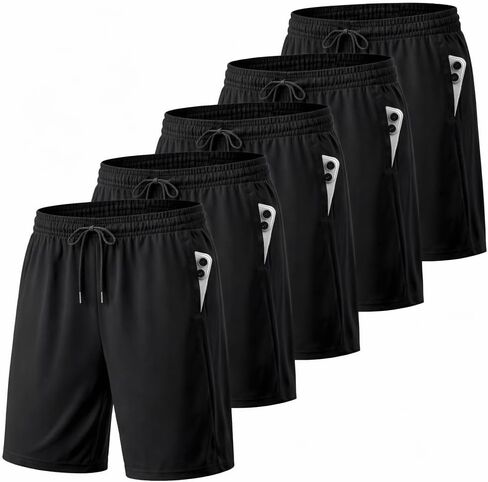 Mens Athletic Shorts-Lightweight Mens Shorts for Gym, Running, & Training-Basketball Activewear-Black in Saudi Arabia