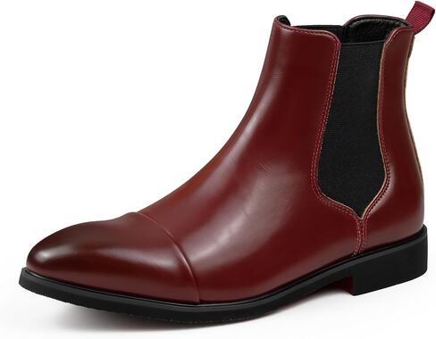 Chelsea Boots Men Dress Boots Casual Men's Leather Slip-On Chelsea Ankle Boot with Elastic Sides for Business Daily Casual in Saudi Arabia