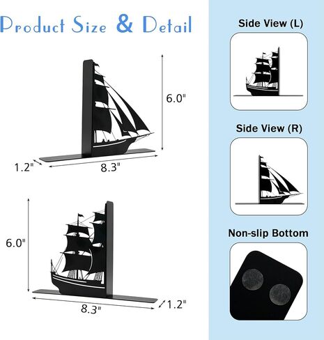 Decorative Bookends, Nautical Theme, Pirate Ship and Sailboat Design, Boys Room and Nursery Decor in Saudi Arabia