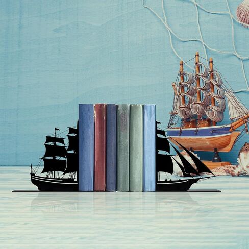 Decorative Bookends, Nautical Theme, Pirate Ship and Sailboat Design, Boys Room and Nursery Decor in Saudi Arabia
