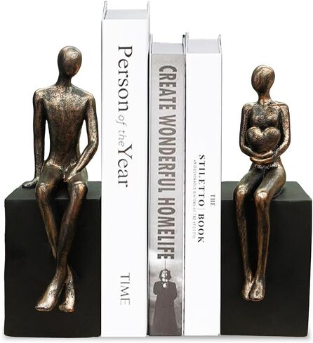 Heavy Duty Book Ends for Shelves,Iron Decorative Bookends,Reading Couple Figurine Bookends for Shelves,Non-Slip Book Holder, Modern Creative Office Company Bookends Ornament Decorations in Saudi Arabia
