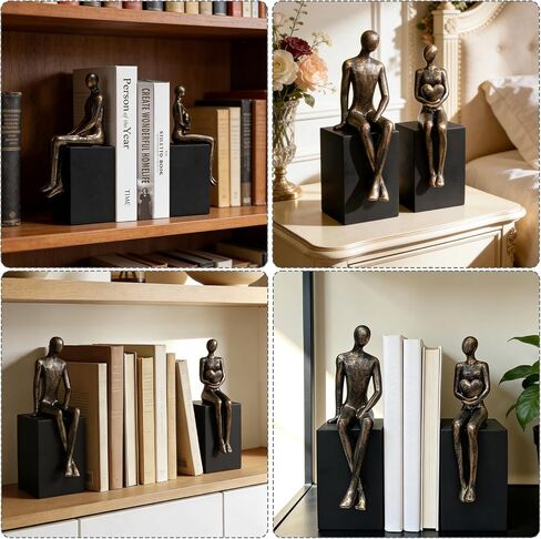 Heavy Duty Book Ends for Shelves,Iron Decorative Bookends,Reading Couple Figurine Bookends for Shelves,Non-Slip Book Holder, Modern Creative Office Company Bookends Ornament Decorations in Saudi Arabia