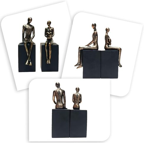 Heavy Duty Book Ends for Shelves,Iron Decorative Bookends,Reading Couple Figurine Bookends for Shelves,Non-Slip Book Holder, Modern Creative Office Company Bookends Ornament Decorations in Saudi Arabia