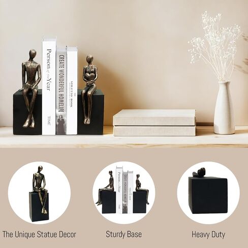 Heavy Duty Book Ends for Shelves,Iron Decorative Bookends,Reading Couple Figurine Bookends for Shelves,Non-Slip Book Holder, Modern Creative Office Company Bookends Ornament Decorations in Saudi Arabia