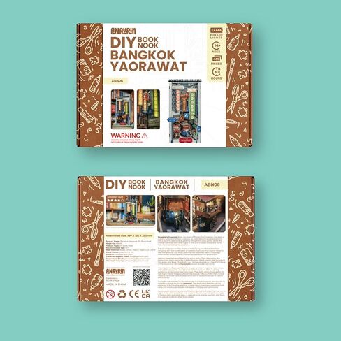 Anavrin Book Nook Kit Bangkok Yaowarat DIY 3D Wooden Booknook for Adults, Teens and Book Lovers, Bookshelf Insert Library Decor, Creative Gift for Family, Friends, and Elderly in Saudi Arabia