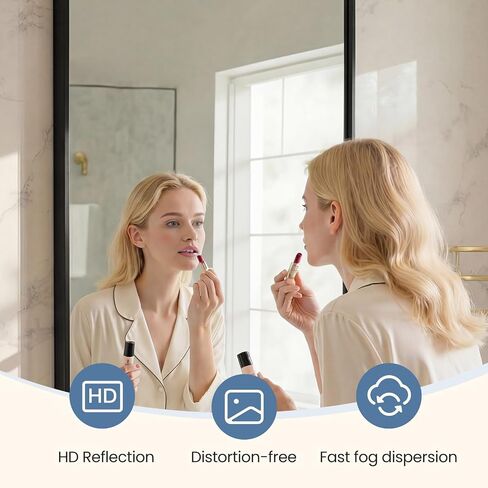 NEWBULIG 30X48 Inch Bathroom Mirror, Rectangle Wall Mirror with Rounded Corners, Black Vanity Mirrors for Bathroom Sink with Metal Frame for Bedroom, Entryway, Hangs Horizontally or Vertically in Saudi Arabia