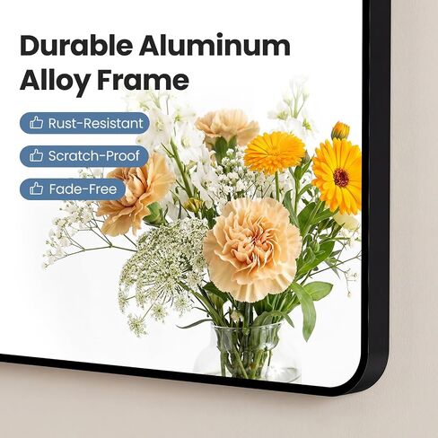 NEWBULIG 30X48 Inch Bathroom Mirror, Rectangle Wall Mirror with Rounded Corners, Black Vanity Mirrors for Bathroom Sink with Metal Frame for Bedroom, Entryway, Hangs Horizontally or Vertically in Saudi Arabia