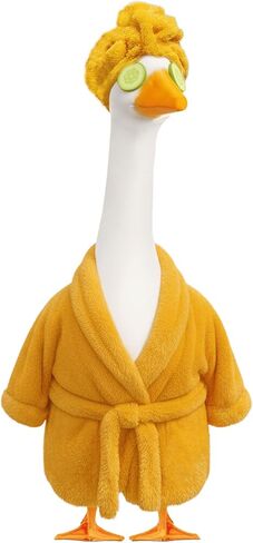 Porch Goose Outfit Winter Porch Goose Outfit for 23" Cement or Plastic Goose,Lady Porch Goose Bathrobe,Christmas Porch Goose Outfits ,Holiday Porch Goose Outfits (Yellow) in Saudi Arabia