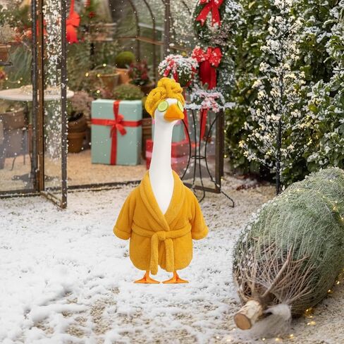 Porch Goose Outfit Winter Porch Goose Outfit for 23" Cement or Plastic Goose,Lady Porch Goose Bathrobe,Christmas Porch Goose Outfits ,Holiday Porch Goose Outfits (Yellow) in Saudi Arabia