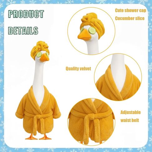 Porch Goose Outfit Winter Porch Goose Outfit for 23" Cement or Plastic Goose,Lady Porch Goose Bathrobe,Christmas Porch Goose Outfits ,Holiday Porch Goose Outfits (Yellow) in Saudi Arabia