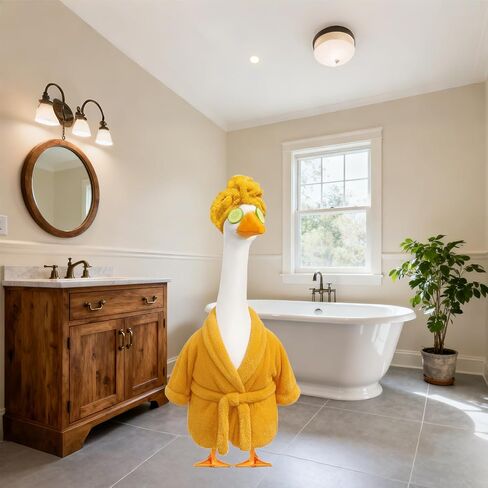 Porch Goose Outfit Winter Porch Goose Outfit for 23" Cement or Plastic Goose,Lady Porch Goose Bathrobe,Christmas Porch Goose Outfits ,Holiday Porch Goose Outfits (Yellow) in Saudi Arabia