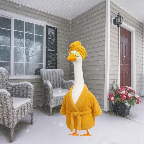 Porch Goose Outfit Winter Porch Goose Outfit for 23" Cement or Plastic Goose,Lady Porch Goose Bathrobe,Christmas Porch Goose Outfits ,Holiday Porch Goose Outfits (Yellow) in Saudi Arabia