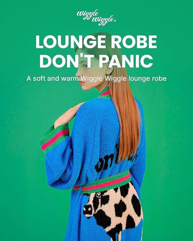 wiggle wiggle Unisex Colorblock Plush Fleece Bathrobe, Cozy Long Lounge Robe with Belt, Soft Warm Spa Robe for Women & Men – Don't Panic in Saudi Arabia