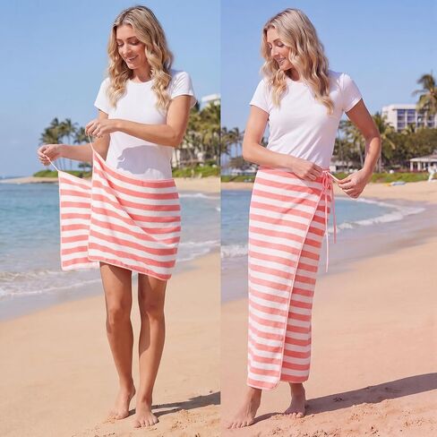 Hahafelt 4 Pcs Beach Towel Wrap Skirt for Women 4 Colors Sarong Coverup Short Towel Skirt Beach Vibes with Tie 2 in 1 Fleece in Kuwait
