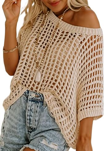 Crochet Tops for Women Off The Shoulder Beach Coverup Vacation Outfits Resort Wear in Saudi Arabia