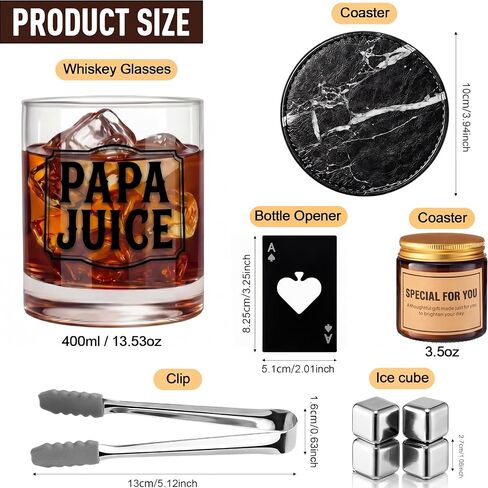 Twistover 10 Pcs Papa Gift for Men, Best Dad Gift Set for Father's Day Grandpa Papa, Luxury Birthday Basket Set with Hooded Bathrobe, Whiskey Glass & Stones, Scented Candle, Men's Spa Kit in Kuwait