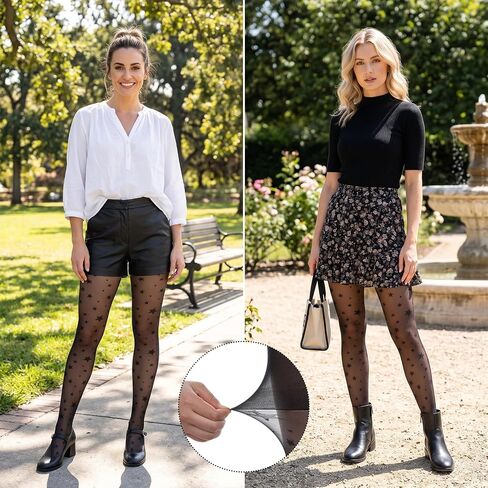 Black Star Tights for Women, Transparent Black Patterned Tights with Star Designs Smooth Nylon Stocking Durable Resistant to Snagging Pantyhose for Girls Women, Parties & Dresses in Saudi Arabia