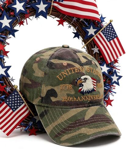 250th Anniversary USA Hat, United States 250th Anniversary Hat, Patriotic Baseball Cap, Adjustable Hats for Men Women Gifts in Kuwait