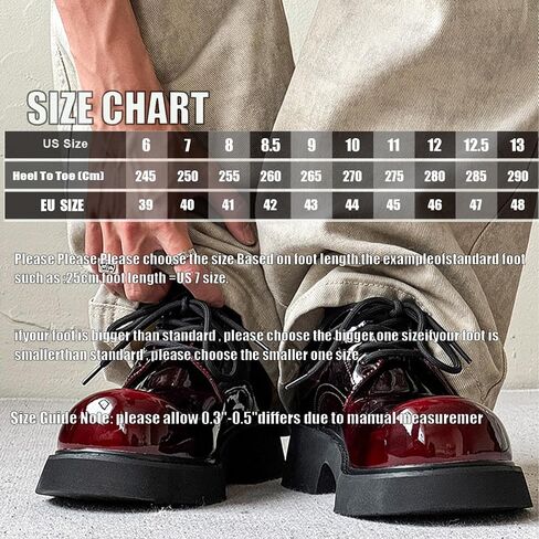 Men’s Gradient Patent Leather Chunky Platform Oxfords Big Round Toed Chunky Heel Non Slip Derby Shoes Fashion Casual Lace Up Dress Shoes for Business Formal Office in Kuwait