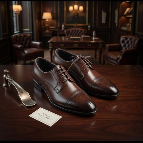 Men's Dress Shoes Handmade Leather Formal Business Oxford Shoes Premium Brogue Derby Retro Dress Shoes for Men Business Professional & Formal Occasions – Polished Espresso Lace-Up Executive Footwear in Kuwait