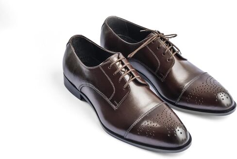 Men's Dress Shoes Handmade Leather Formal Business Oxford Shoes Premium Brogue Derby Retro Dress Shoes for Men Business Professional & Formal Occasions – Polished Espresso Lace-Up Executive Footwear in Kuwait
