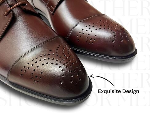 Men's Dress Shoes Handmade Leather Formal Business Oxford Shoes Premium Brogue Derby Retro Dress Shoes for Men Business Professional & Formal Occasions – Polished Espresso Lace-Up Executive Footwear in Kuwait