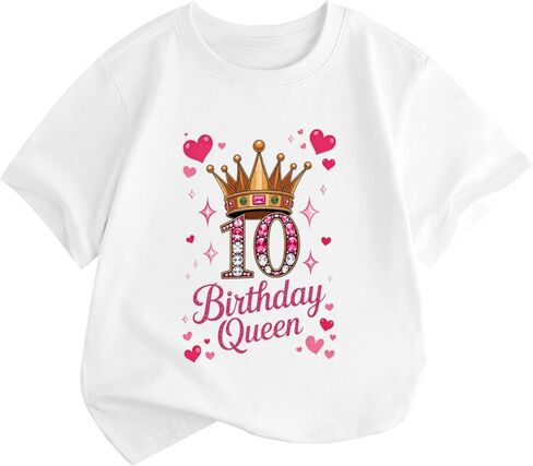 BeWithYou 10th Birthday Shirts for Girls Cute Birthday Queen Shirt Kawaii Crown Graphic Tees 10 Year Old Girl Birthday Gifts in Saudi Arabia