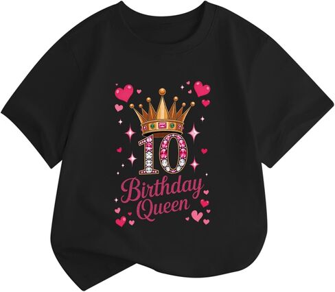 BeWithYou 10th Birthday Shirts for Girls Cute Birthday Queen Shirt Kawaii Crown Graphic Tees 10 Year Old Girl Birthday Gifts in Saudi Arabia