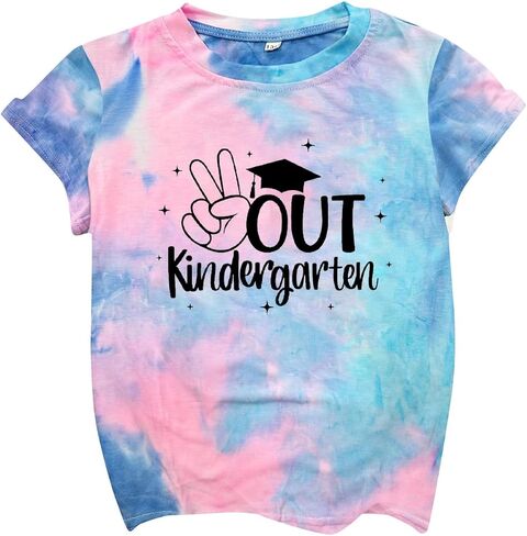 Kids Last Day of School Shirt Out Kindergarten Happy Graduation Tshirt Boys Girls Funny End of Year Summer Vacation Top in Saudi Arabia