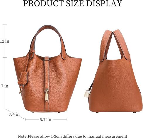 Designer Leather Bucket Bags for Women: Trendy Genuine Leather Tote Purses - Best Luxury Satchel Ladies Top-Handle Handbags for Traver & Work(Brown) in Saudi Arabia