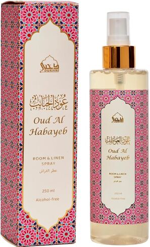 Oud al Habayeb Arabic Room Spray by Dukhni | 250ml Oud fragrance Air Freshener, Attar al Faraash for home & prayer mats | Bed linen, Sofa Mist, natural home scent, curtain spray, odour eliminator in Kuwait