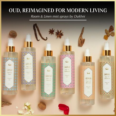 Oud al Habayeb Arabic Room Spray by Dukhni | 250ml Oud fragrance Air Freshener, Attar al Faraash for home & prayer mats | Bed linen, Sofa Mist, natural home scent, curtain spray, odour eliminator in Kuwait