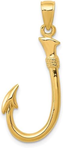 Roy Rose Jewelry 14K Yellow Gold 3-D Fishing Hook Pendant in Kuwait