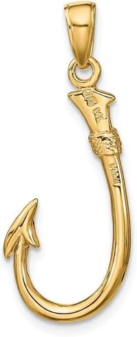 Roy Rose Jewelry 14K Yellow Gold 3-D Fishing Hook Pendant in Kuwait