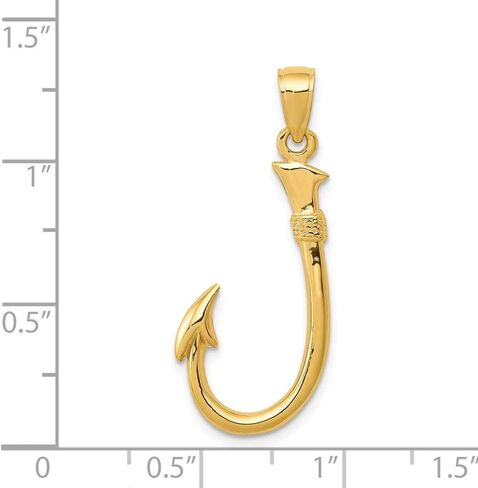 Roy Rose Jewelry 14K Yellow Gold 3-D Fishing Hook Pendant in Kuwait