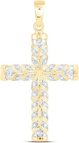 Jewels By Lux 10K Yellow Gold 1/5Ctw Natural Diamond Cn Fashion Cross Pendant in Kuwait