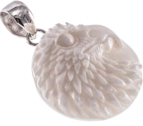 FifiRose Eagle Head Hand Carved In Bison Bone 925 Sterling Silver Pendant, 1 1/4" in Saudi Arabia